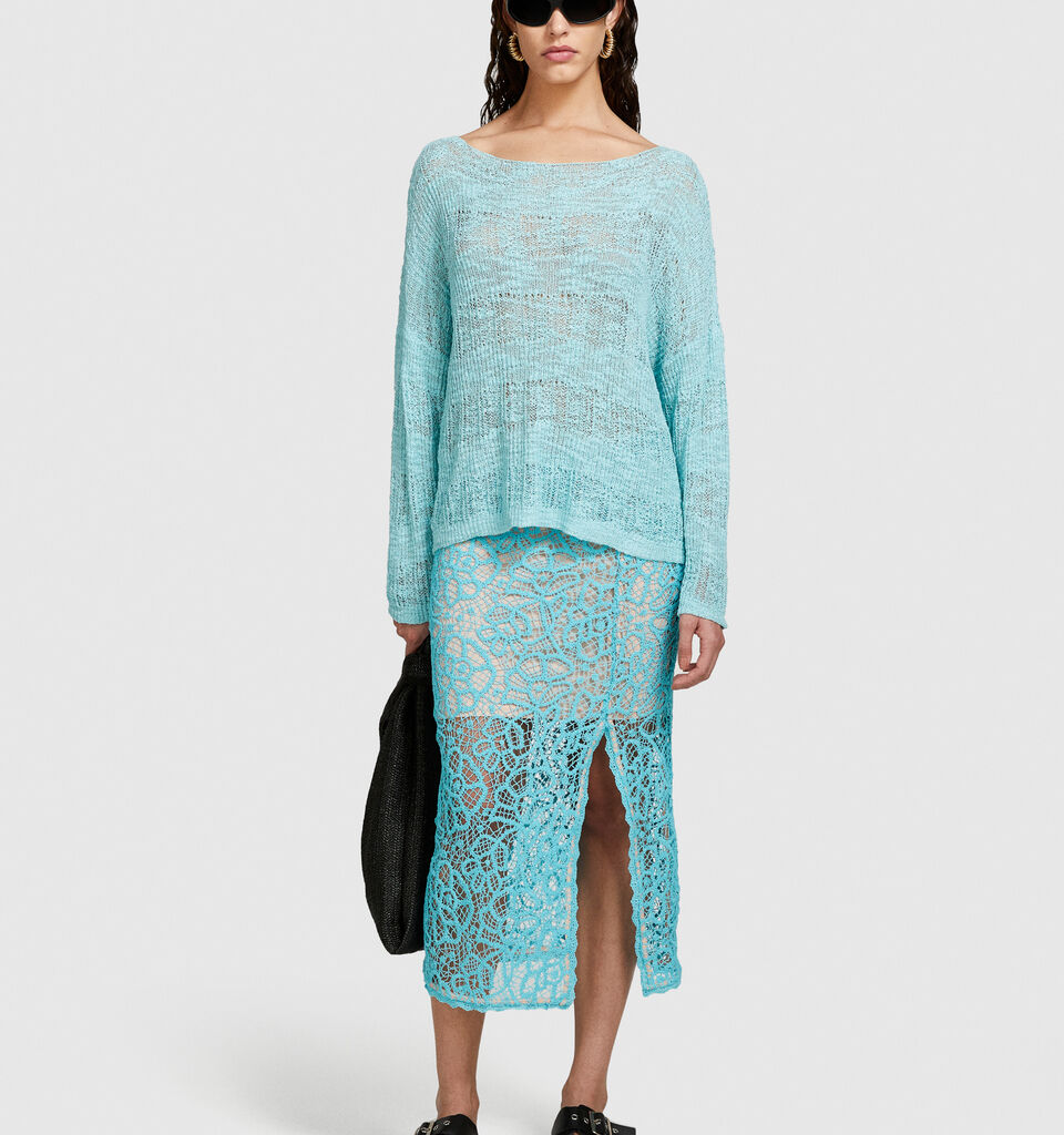 Boat neck sweater - women's boat neck sweaters - Turquoise | Sisley image number 1